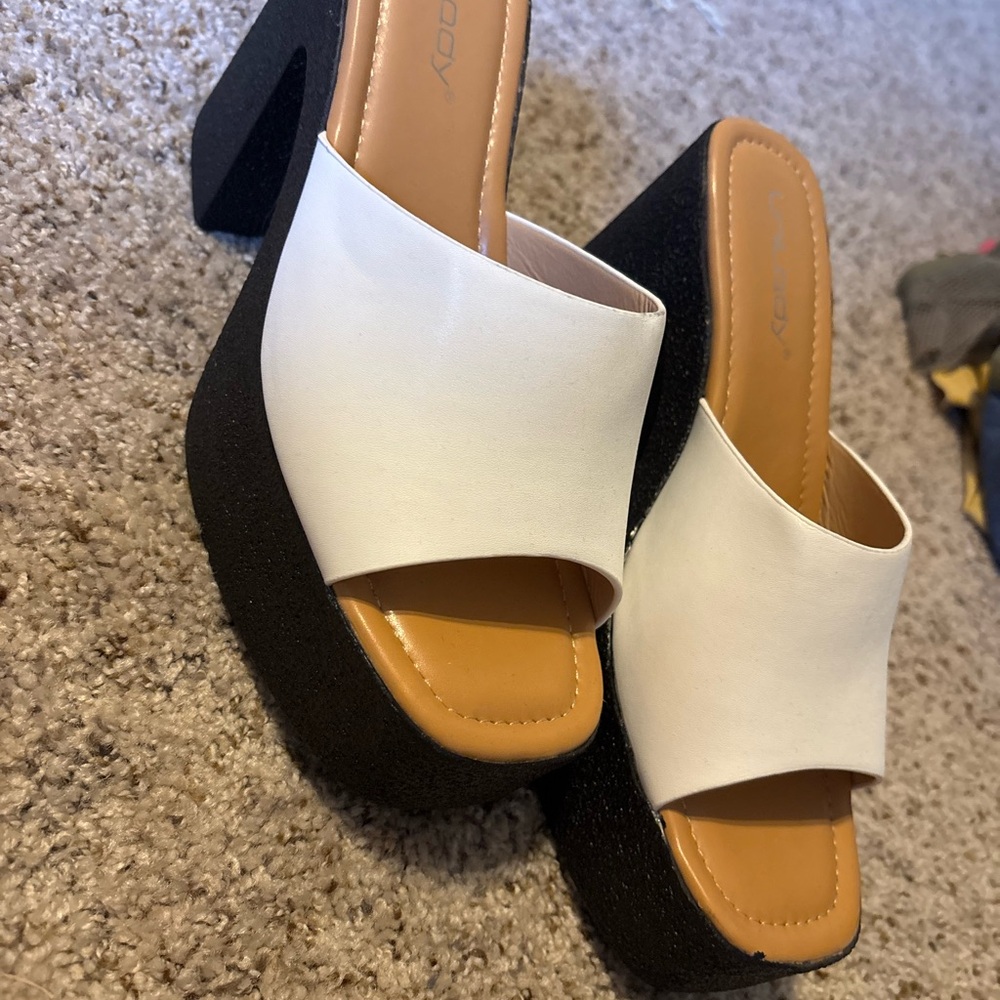 White Slide Platform Heels for Women